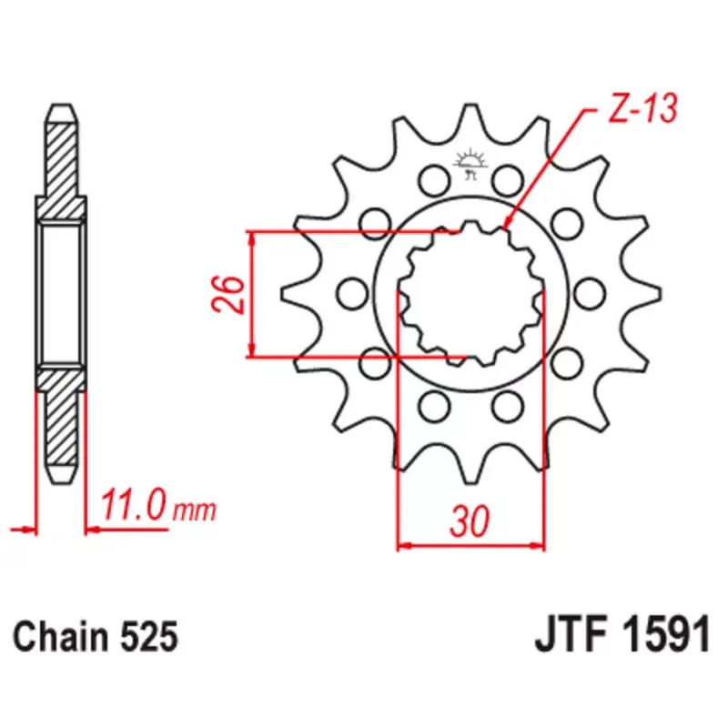 JT Sprockets 1126793001 Pignon JT SPROCKETS acier anti-bruit 1591 - 525 Acheter Direct