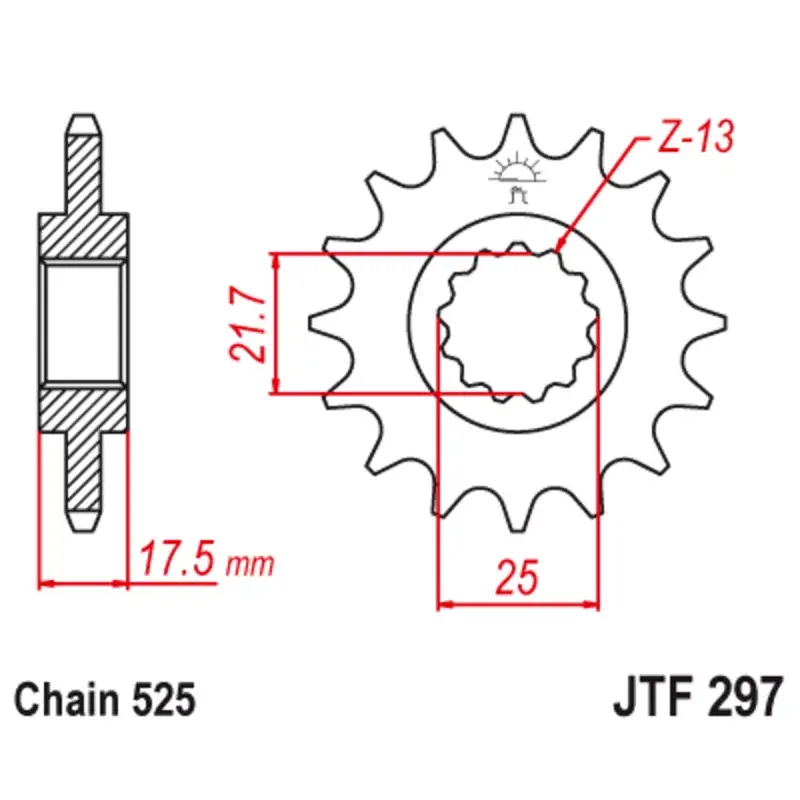 JT Sprockets 1126796001 Pignon JT SPROCKETS acier anti-bruit 297 - 525 Commande En Gros