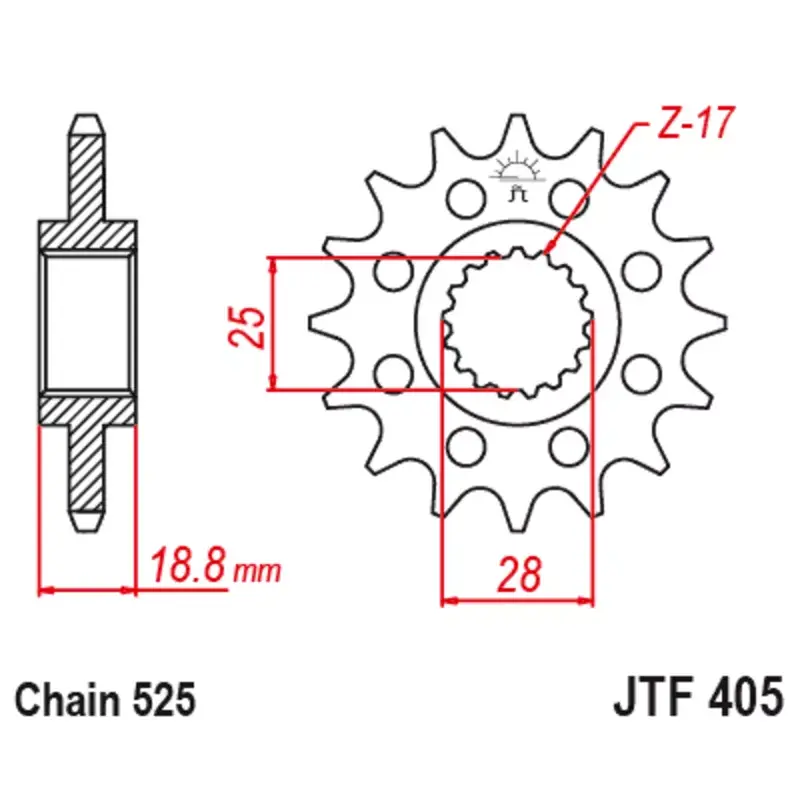 JT Sprockets 1126797001 Pignon JT SPROCKETS acier anti-bruit 405 - 525 Dernier Modèle