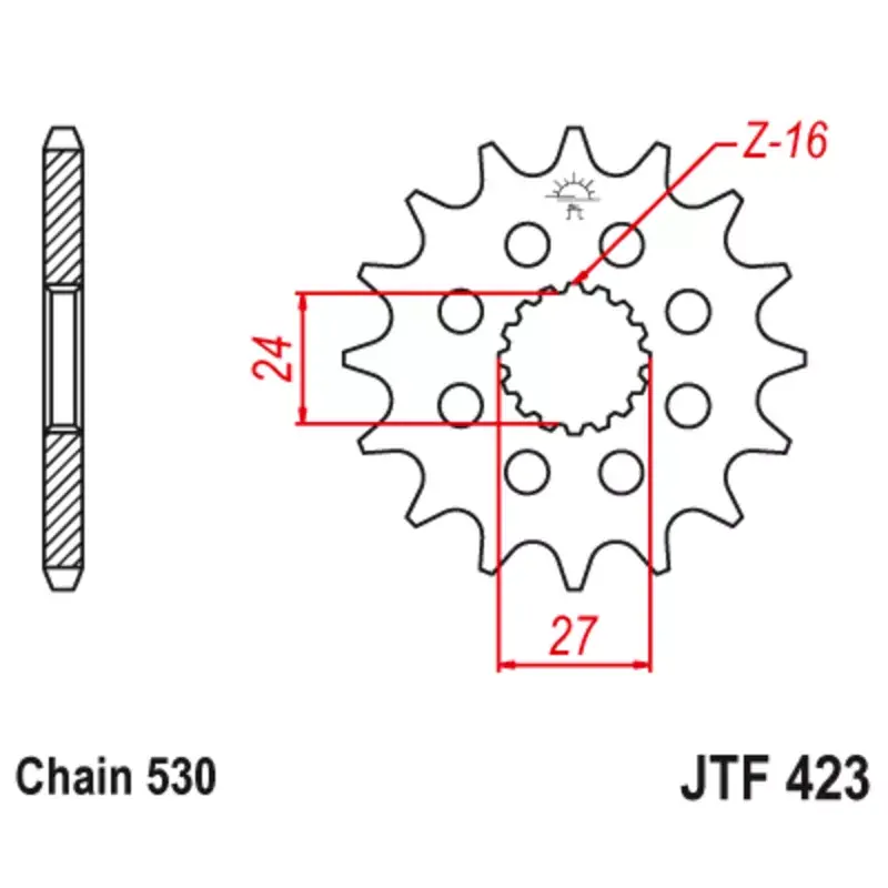 JT Sprockets 1126798001 Pignon JT SPROCKETS acier anti-bruit 423 - 530 Nouvelle Collection