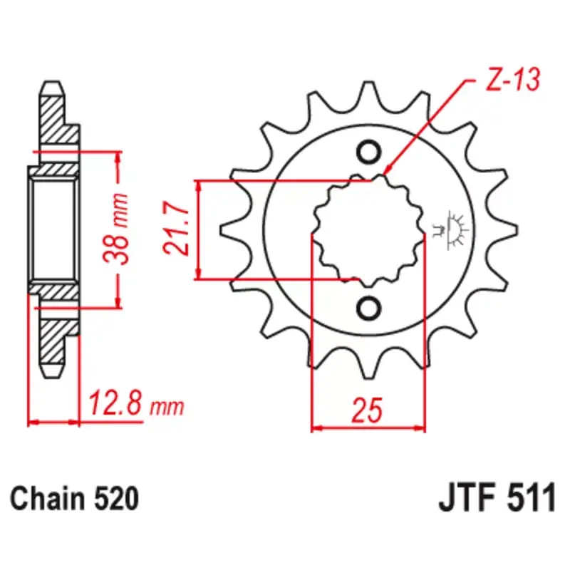 Top Vente JT Sprockets 1126799002 Pignon JT SPROCKETS acier anti-bruit 511 - 520
