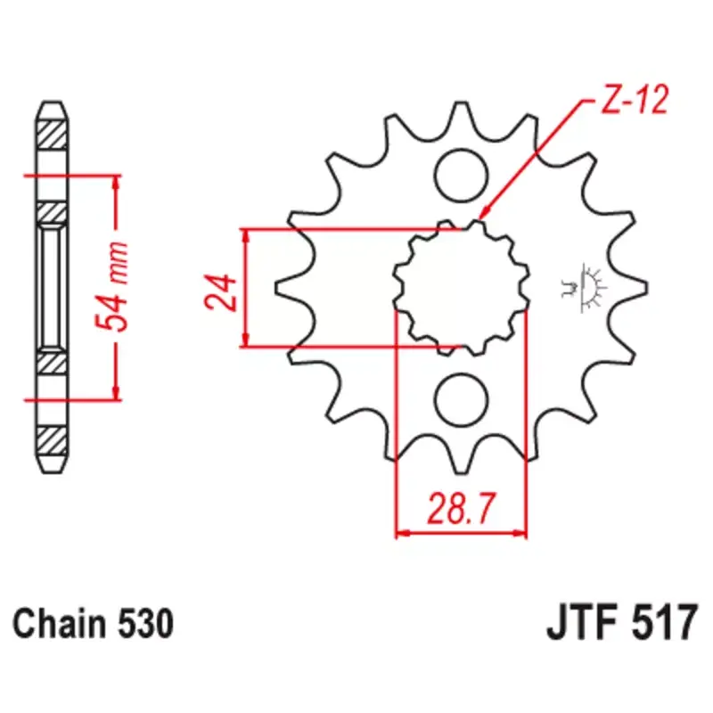 JT Sprockets 1126800001 Pignon JT SPROCKETS acier anti-bruit 517 - 530 Commander Maintenant
