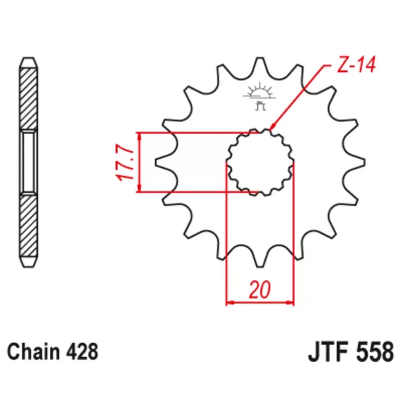 Prix Réduit JT Sprockets 1126801001 Pignon JT SPROCKETS acier anti-bruit 558 - 428