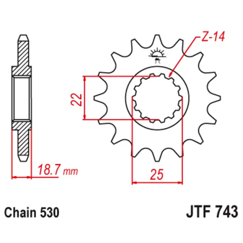 Dernier Modèle JT Sprockets 1126804001 Pignon JT SPROCKETS acier anti-bruit 743 - 530