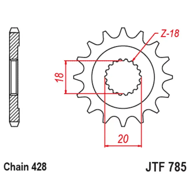 JT Sprockets 1126486001 Pignon JT SPROCKETS acier standard 785 - 428 Achetez Aujourd'hui