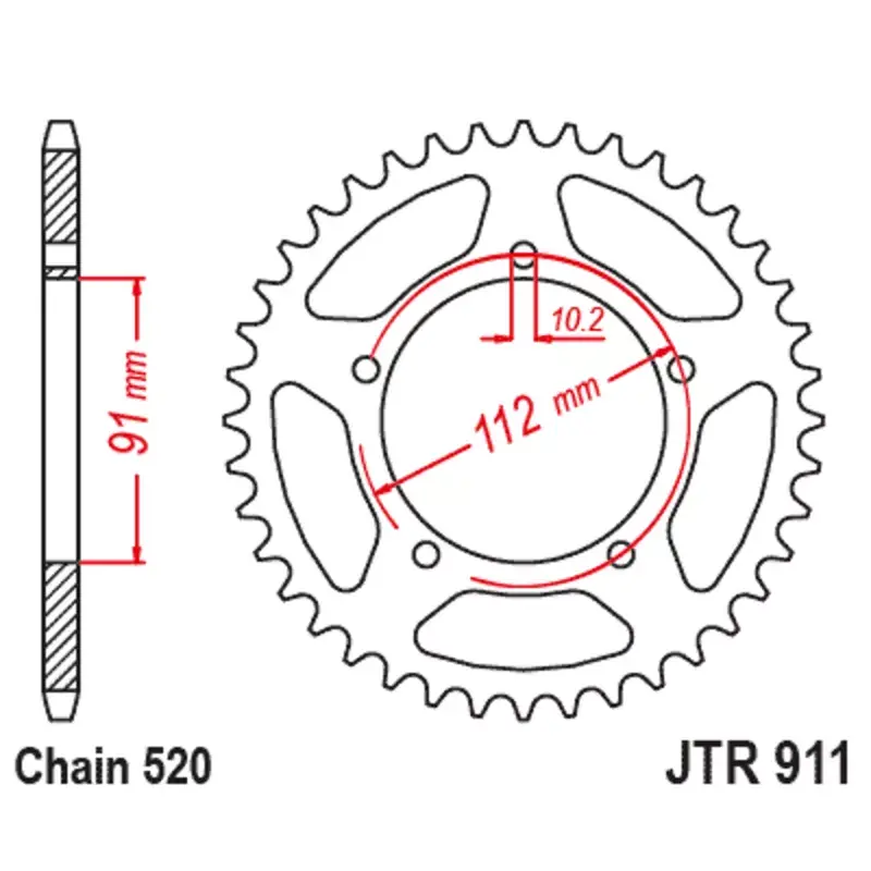 JT Sprockets 1126651001 Couronne JT SPROCKETS acier standard 911 - 520 Promotion Saisonnière