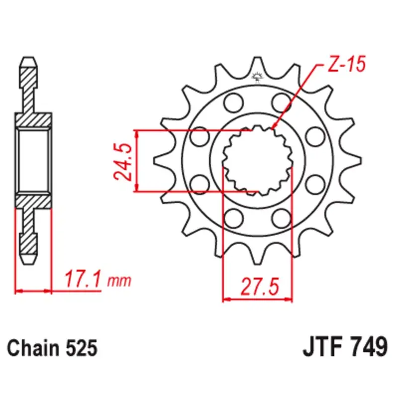 JT Sprockets 1126654002 Pignon JT SPROCKETS acier anti-bruit 749 - 525 Prix Promo