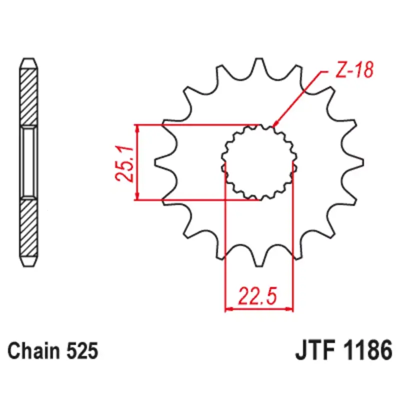 JT Sprockets 1126786002 Pignon JT SPROCKETS acier anti-bruit 1186 - 525 Bon Marché