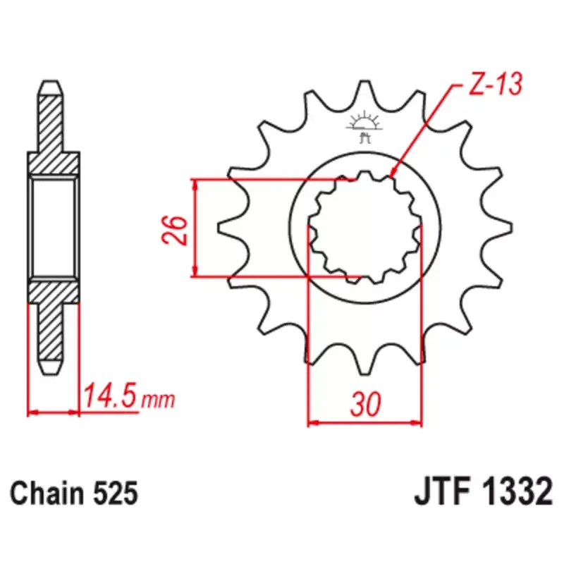 Usine Directe JT Sprockets 1126787002 Pignon JT SPROCKETS acier anti-bruit 1332 - 525