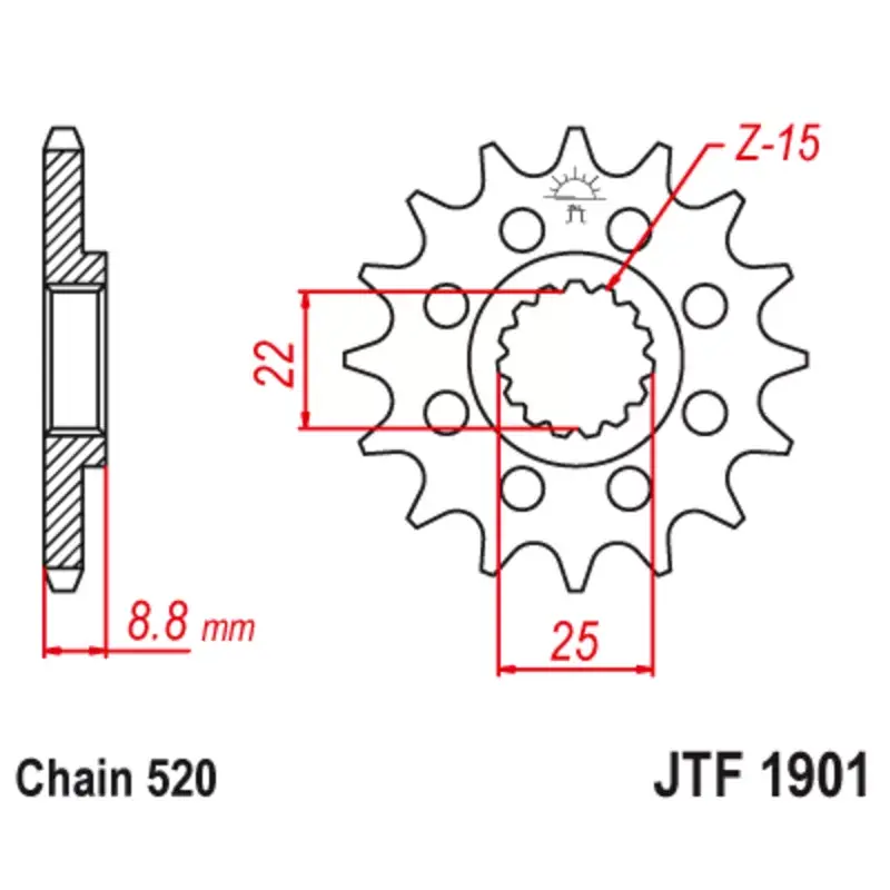 Bon Marché JT DRIVE CHAIN 1128038001 Pignon JT SPROCKETS acier standard 1901 - 520