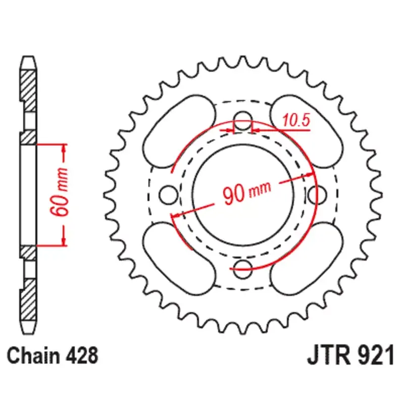 JT Sprockets 1128064001 Couronne JT SPROCKETS acier standard 921 - 428 Prix Réduit