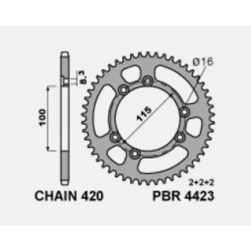 PBR 1138554001 Couronne PBR Racing aluminium ultra-light 4423 - 420 Usine Directe