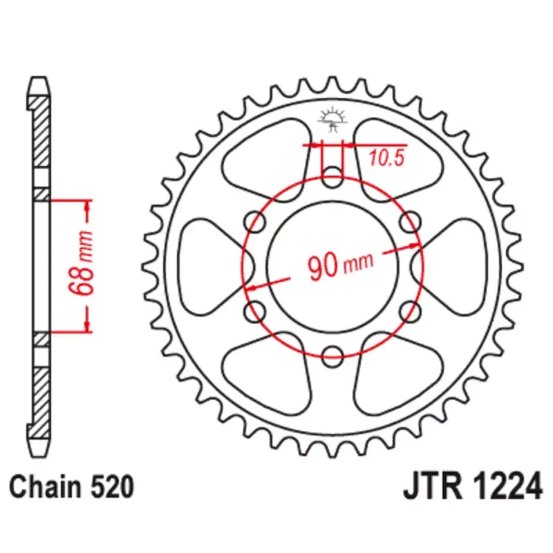 Quantité Limitée JT Sprockets 1129180001 Couronne JT SPROCKETS acier standard 1224 - 520