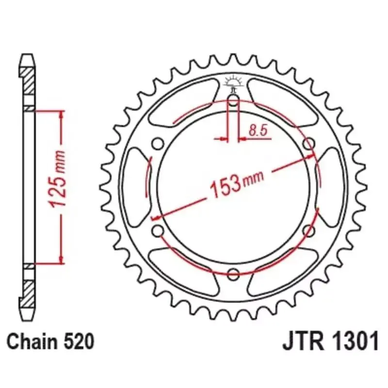 JT Sprockets 1129691001 Couronne JT SPROCKETS acier standard 1301 - 520 Offre Limitée