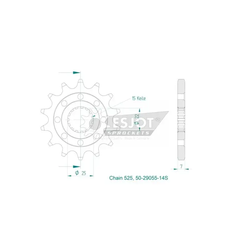 Esjot 50-29055-14S Pignon Esjot Lightweight 525 - 14 dents Nouveauté