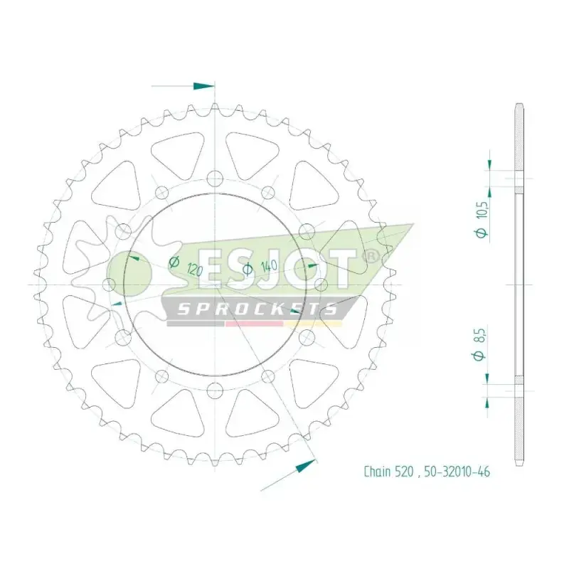 Prix Cassé Esjot 50-32010-46 Couronne Esjot 46 Dents - 520