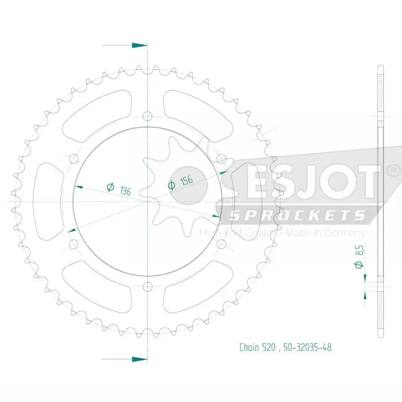 Esjot 50-32035-48 Couronne Esjot 520 - 48 Dents Dernier Modèle